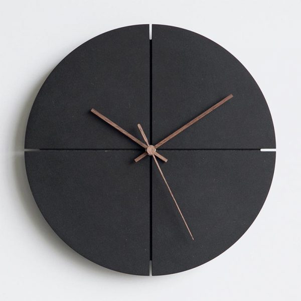 Horloge murale minimaliste ronde aiguilles en bois